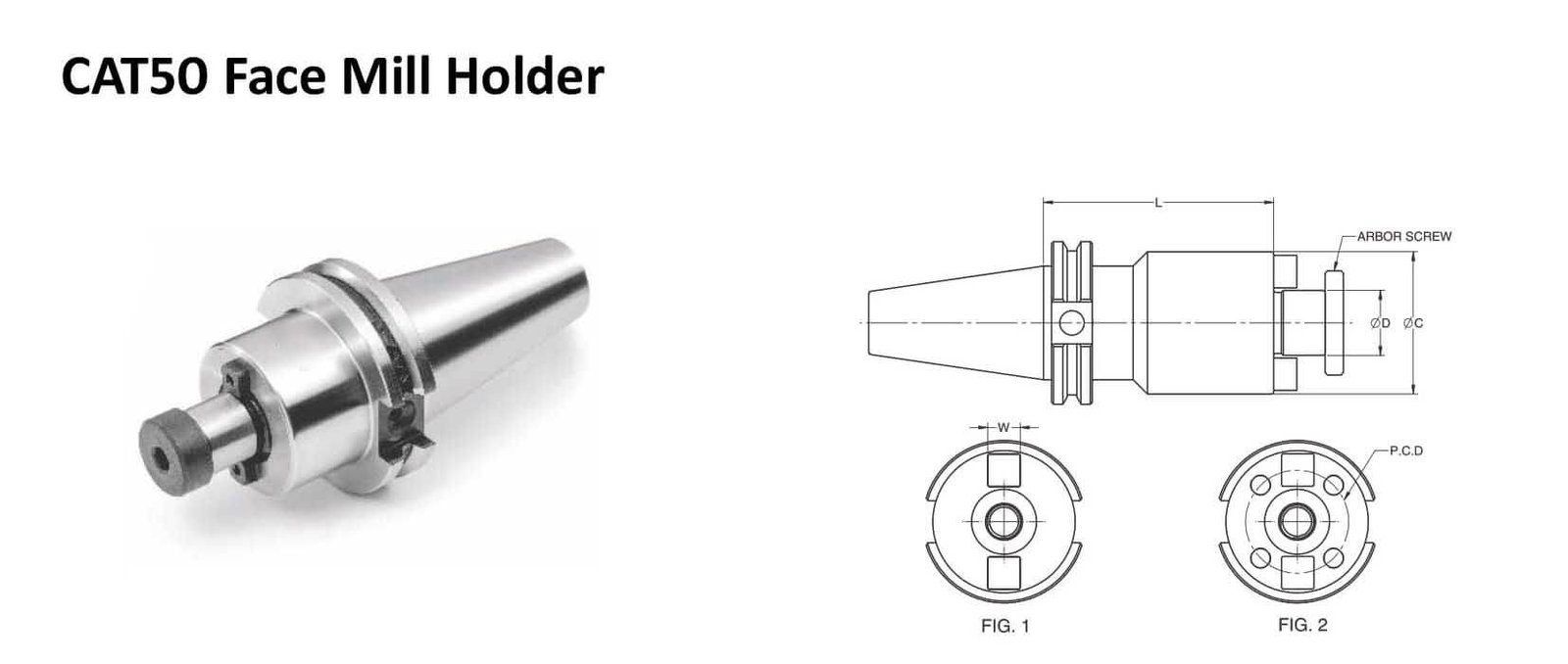 CAT50 FMH 1.00 - 10.00 Face Mill Holder (Balanced to 2.5G 25000 RPM)